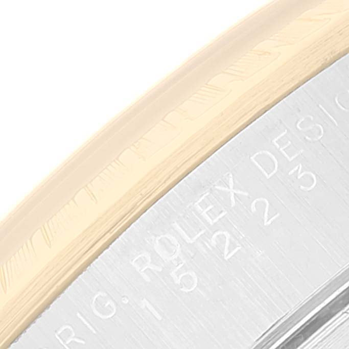 Rolex Date Steel Yellow Gold Black Dial Oyster Bracelet Mens Watch 15223