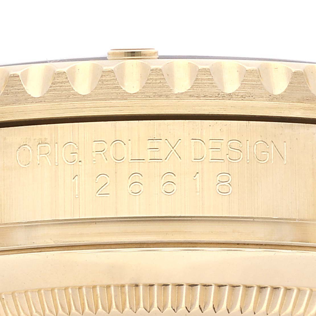 Rolex Submariner 18k Yellow Gold Black Dial Bezel Mens Watch 126618 Box Card
