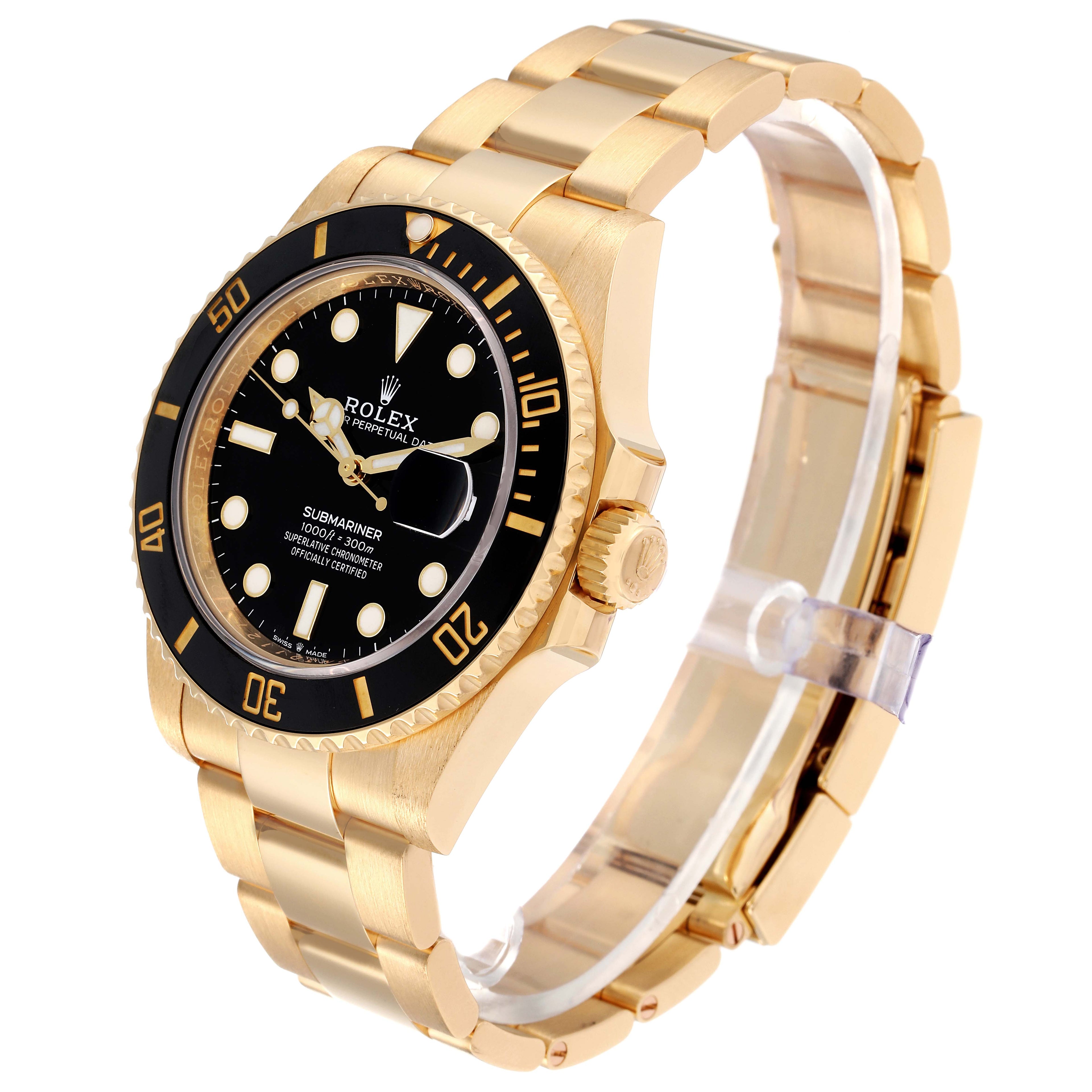 Rolex Submariner 18k Yellow Gold Black Dial Bezel Mens Watch 126618 Box Card