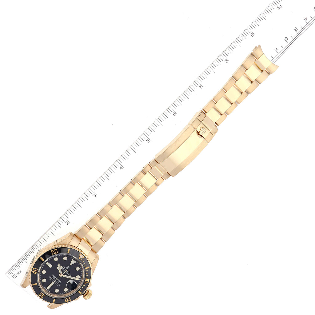 Rolex Submariner 18k Yellow Gold Black Dial Bezel Mens Watch 126618 Box Card
