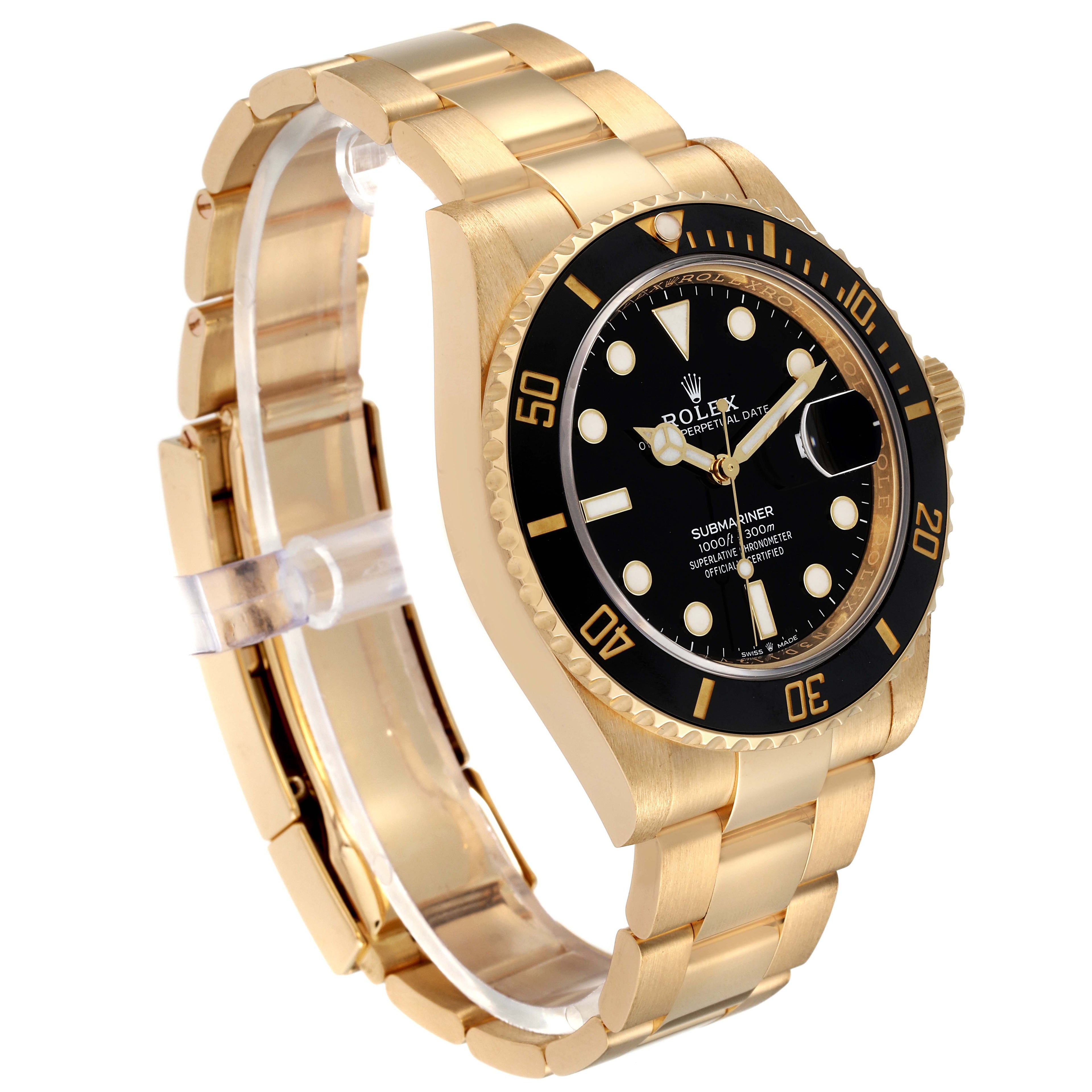 Rolex Submariner 18k Yellow Gold Black Dial Bezel Mens Watch 126618 Box Card