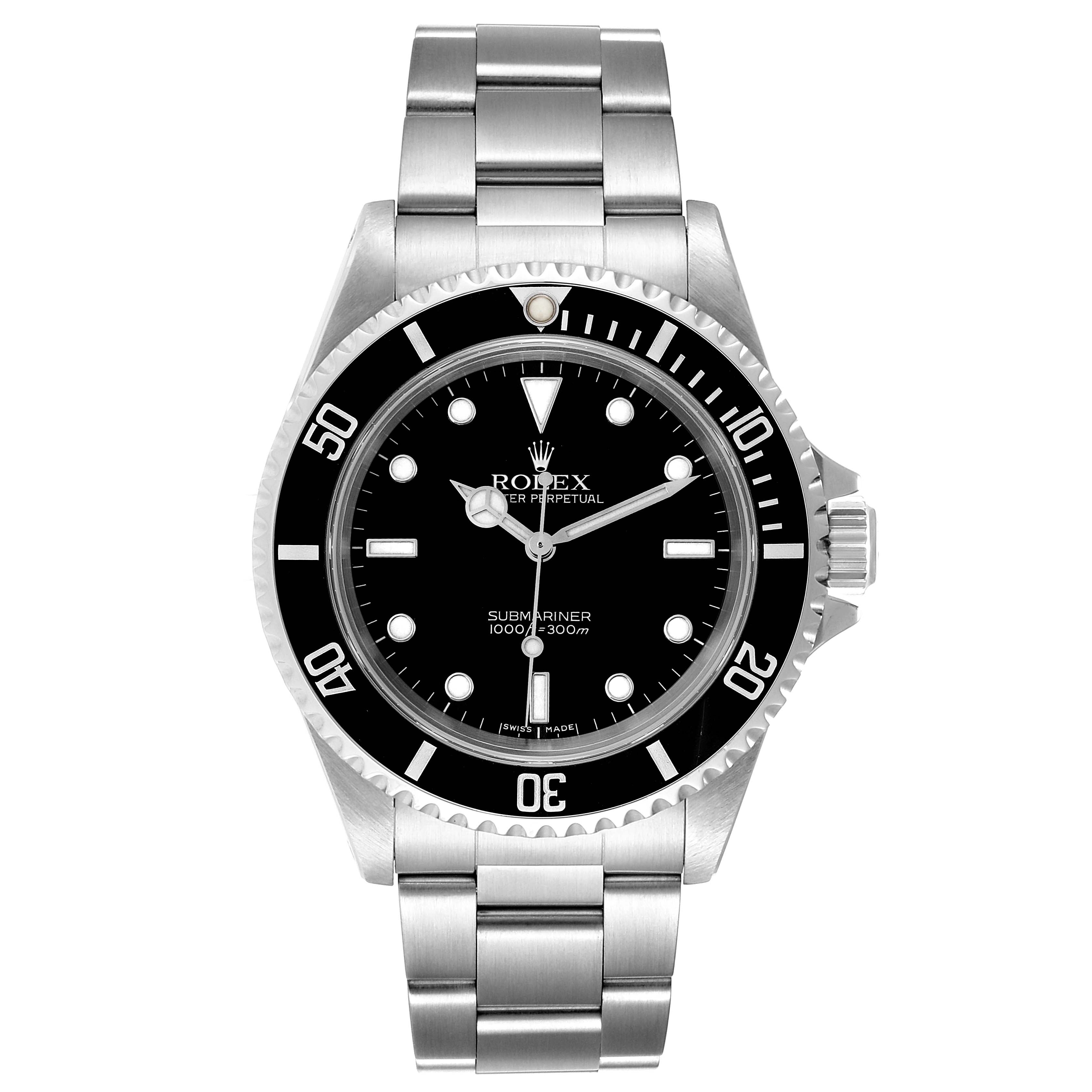 Rolex Submariner 40mm Non-Date 2 Liner Steel Mens Watch 14060 Box Card