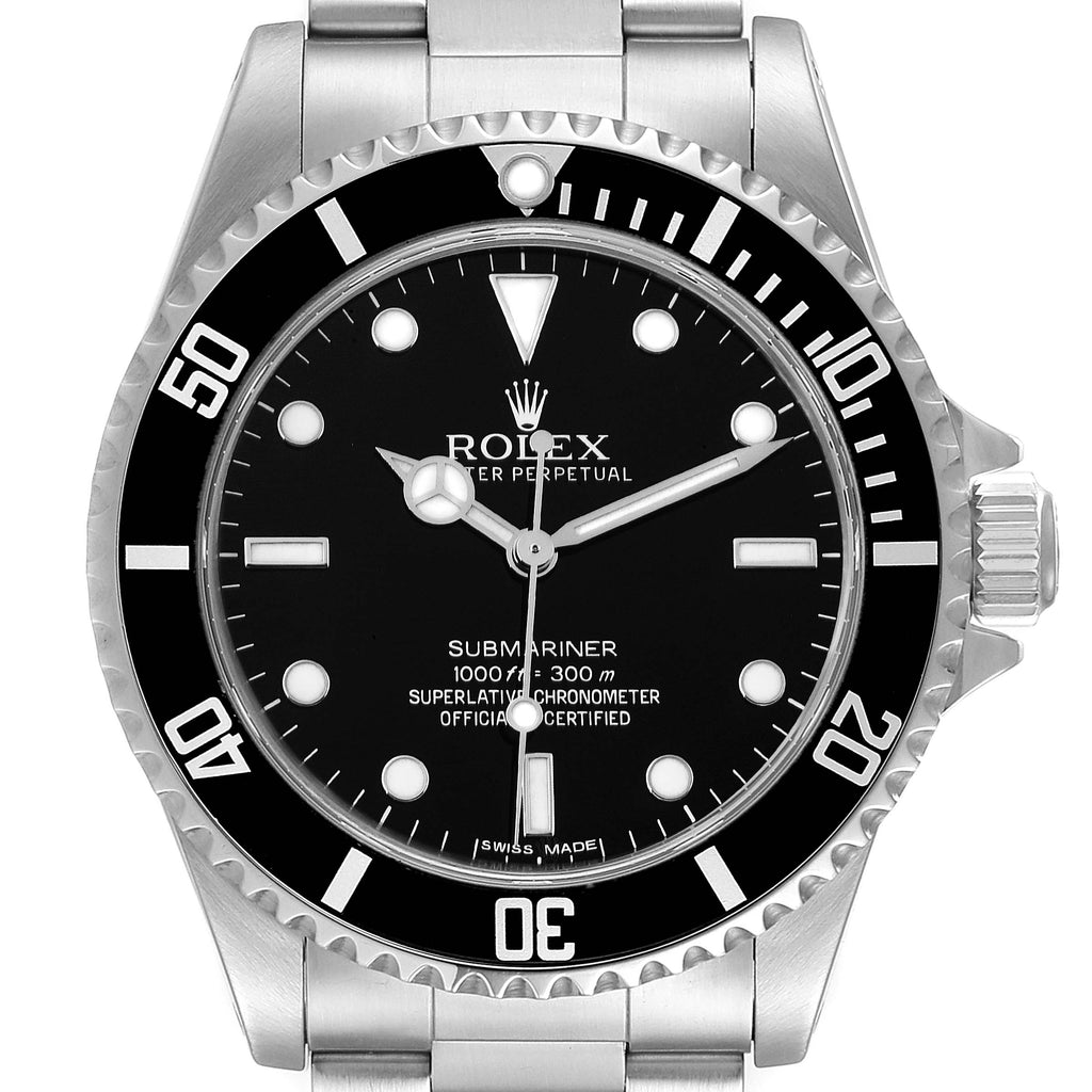 Rolex Submariner 40mm Non-Date 2 Liner Steel Mens Watch 14060 Box Card NOS