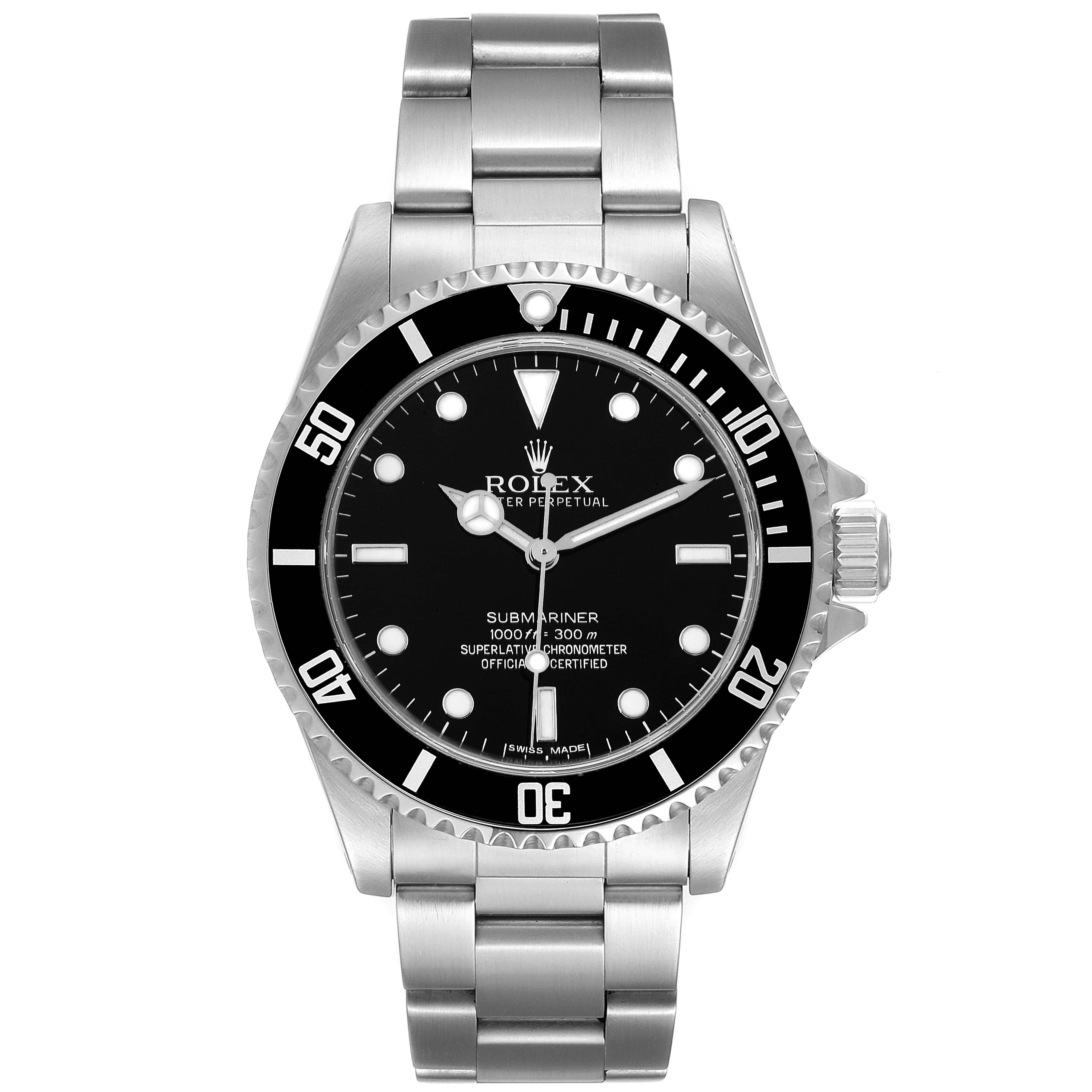 Rolex Submariner 40mm Non-Date 2 Liner Steel Mens Watch 14060 Box Card NOS