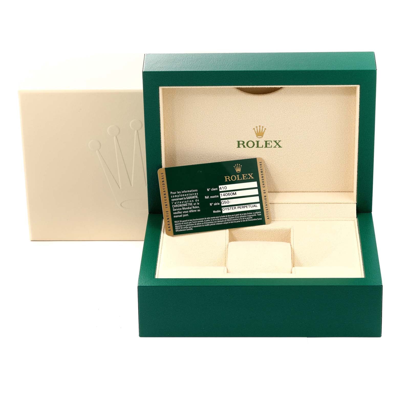 Rolex Submariner 40mm Non-Date 2 Liner Steel Mens Watch 14060 Box Card NOS