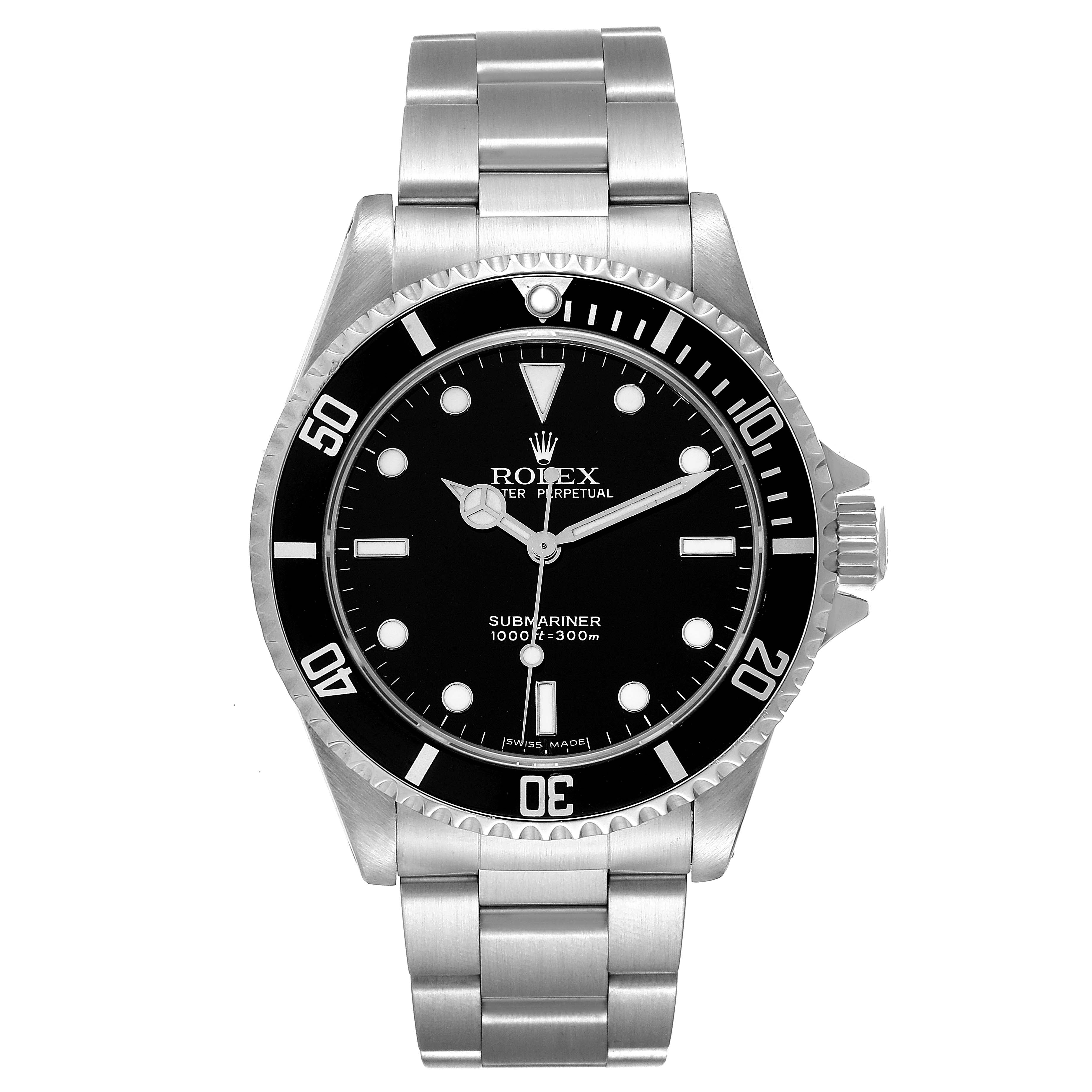 Rolex Submariner 40mm Non-Date 2 Liner Steel Mens Watch 14060 Box Papers