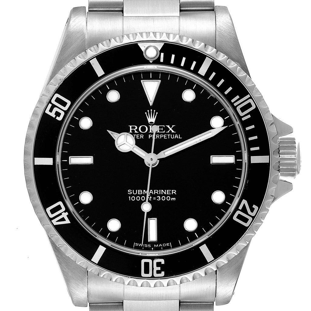 Rolex Submariner 40mm Non-Date 2 Liner Steel Mens Watch 14060 Box Papers