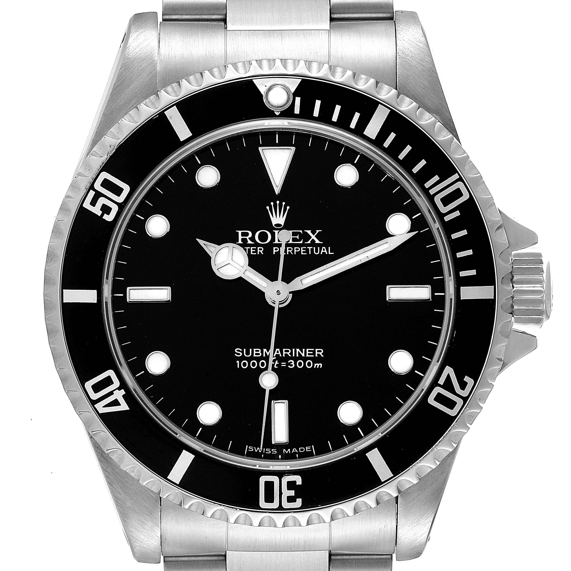 Rolex Submariner 40mm Non-Date 2 Liner Steel Mens Watch 14060 Box Papers