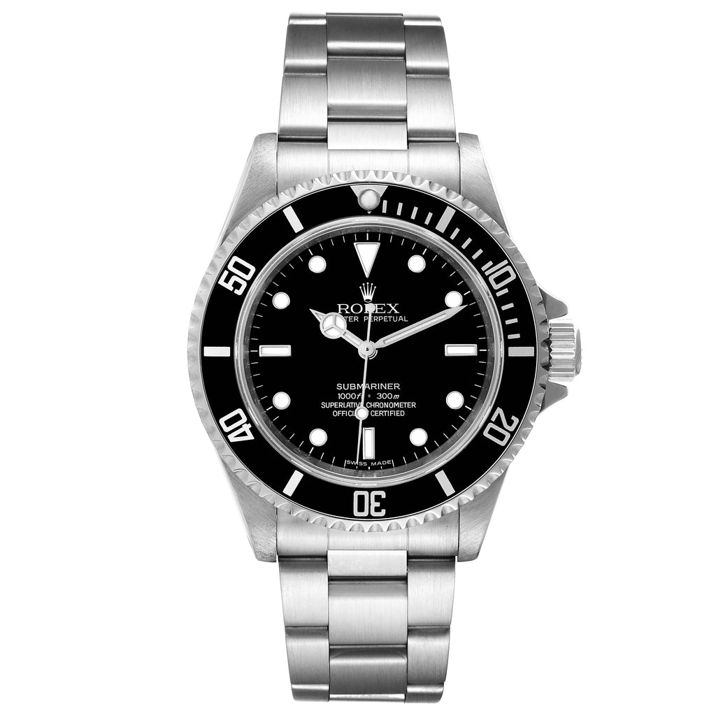 Rolex Submariner 40mm Non-Date 4 Liner Steel Mens Watch 14060 Box Card