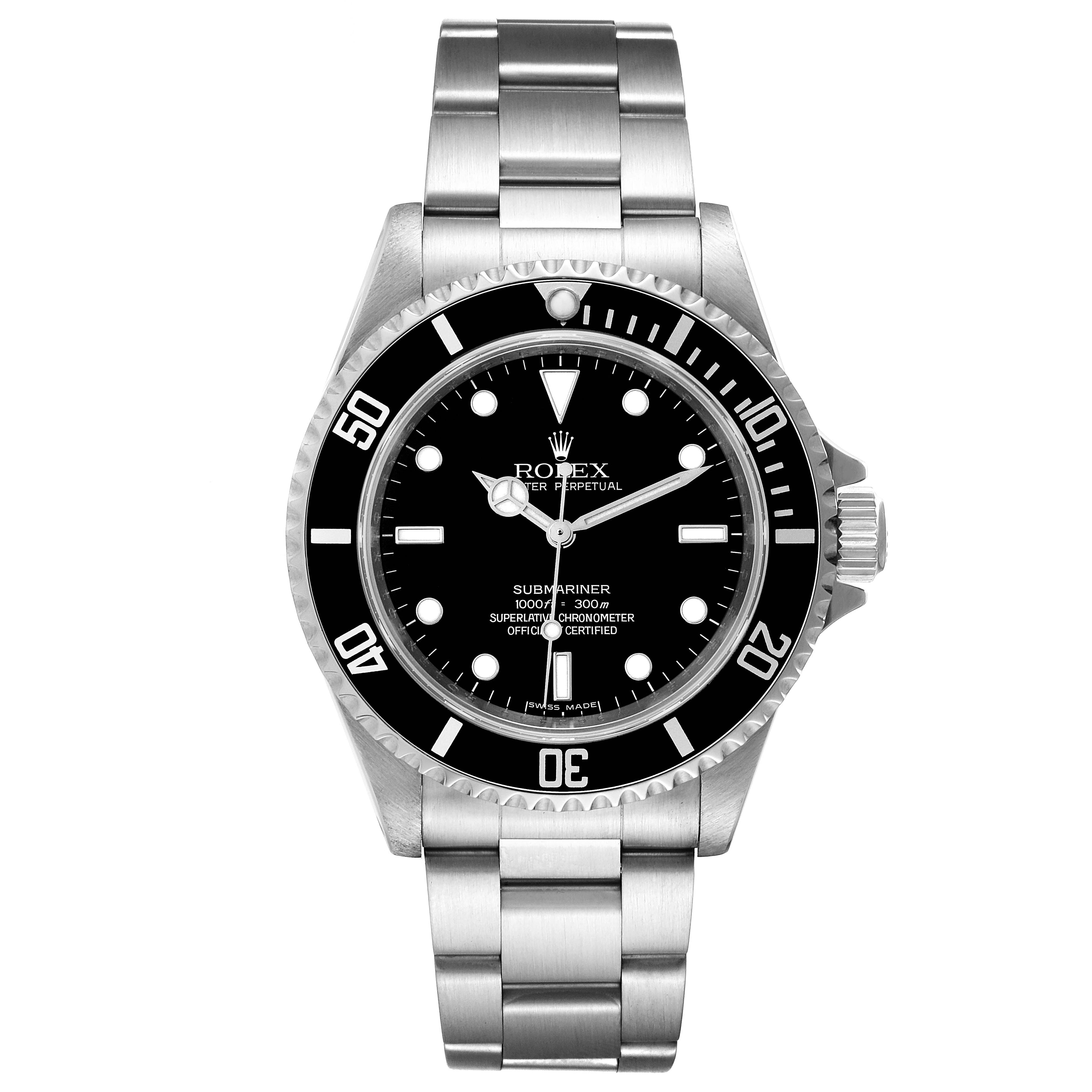 Rolex Submariner 40mm Non-Date 4 Liner Steel Mens Watch 14060 Box Card