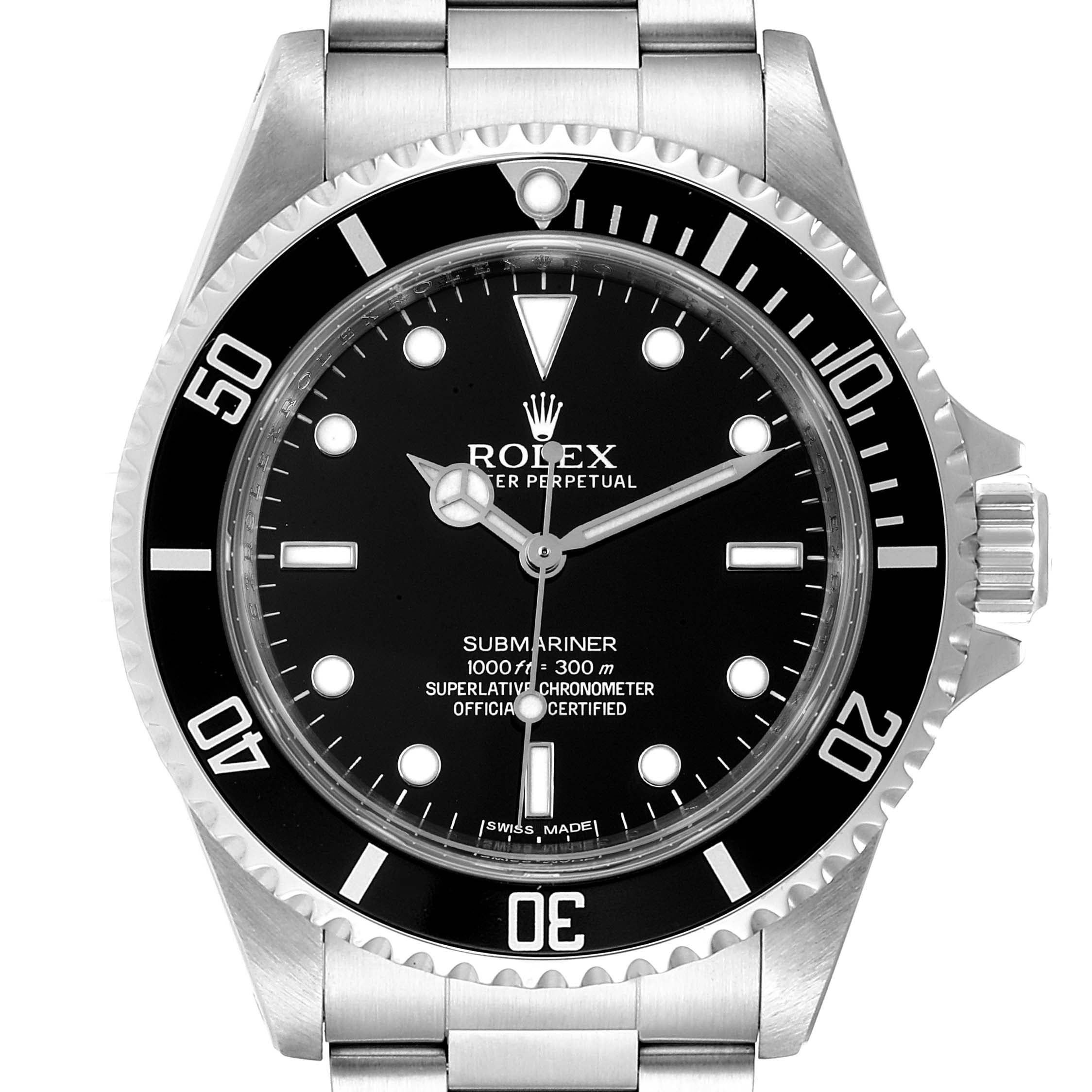 Rolex Submariner 40mm Non-Date 4 Liner Steel Steel Watch 14060 Box Card