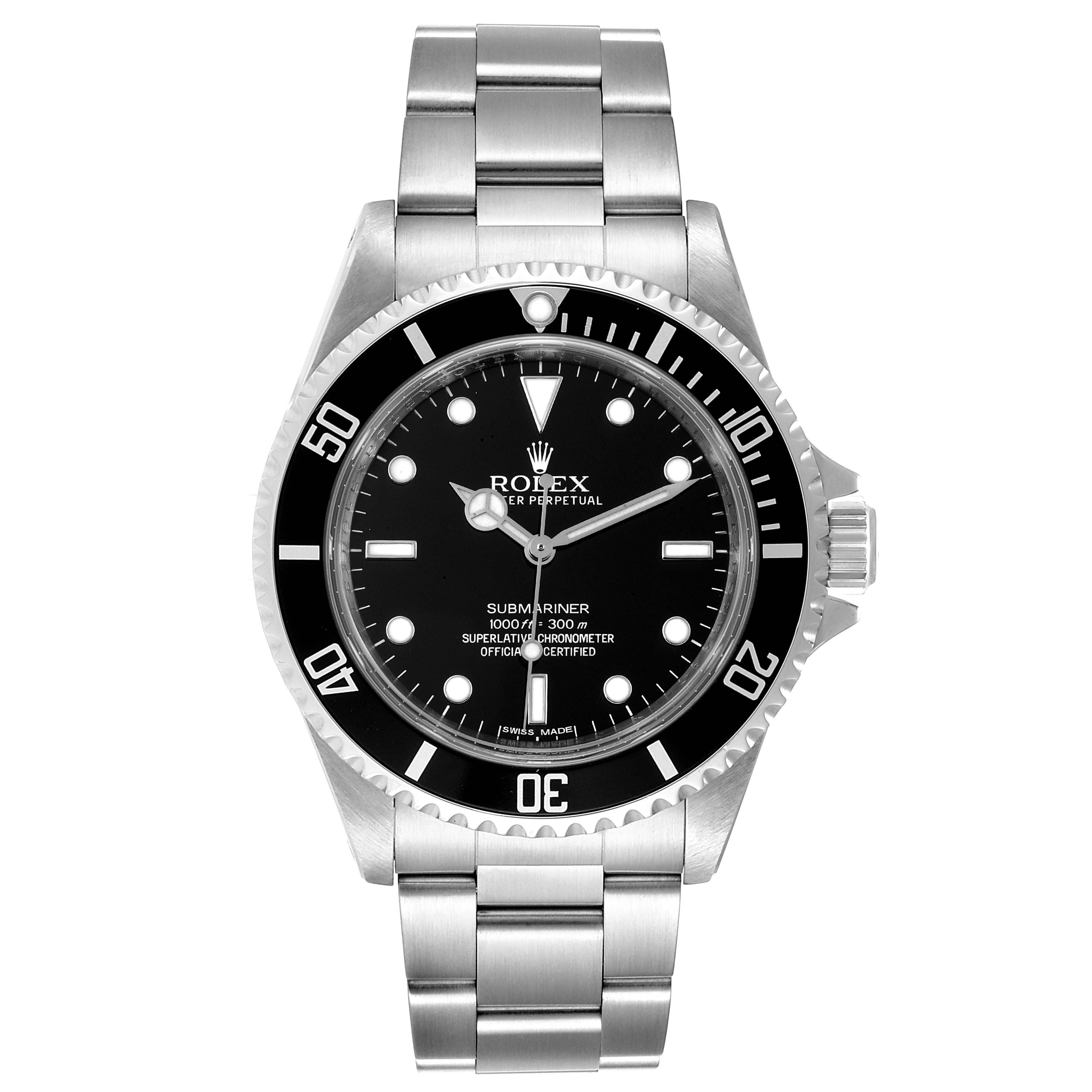 Rolex Submariner 40mm Non-Date 4 Liner Steel Steel Watch 14060 Box Card