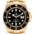 Rolex Submariner Black Dial 18k Yellow Gold Mens Watch 116618