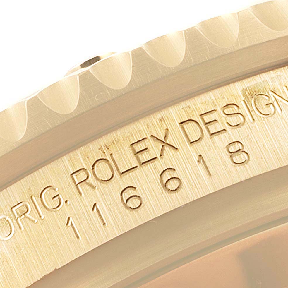 Rolex Submariner Black Dial 18k Yellow Gold Mens Watch 116618