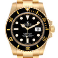 Rolex Submariner Black Dial 18k Yellow Gold Mens Watch 116618 Box Card