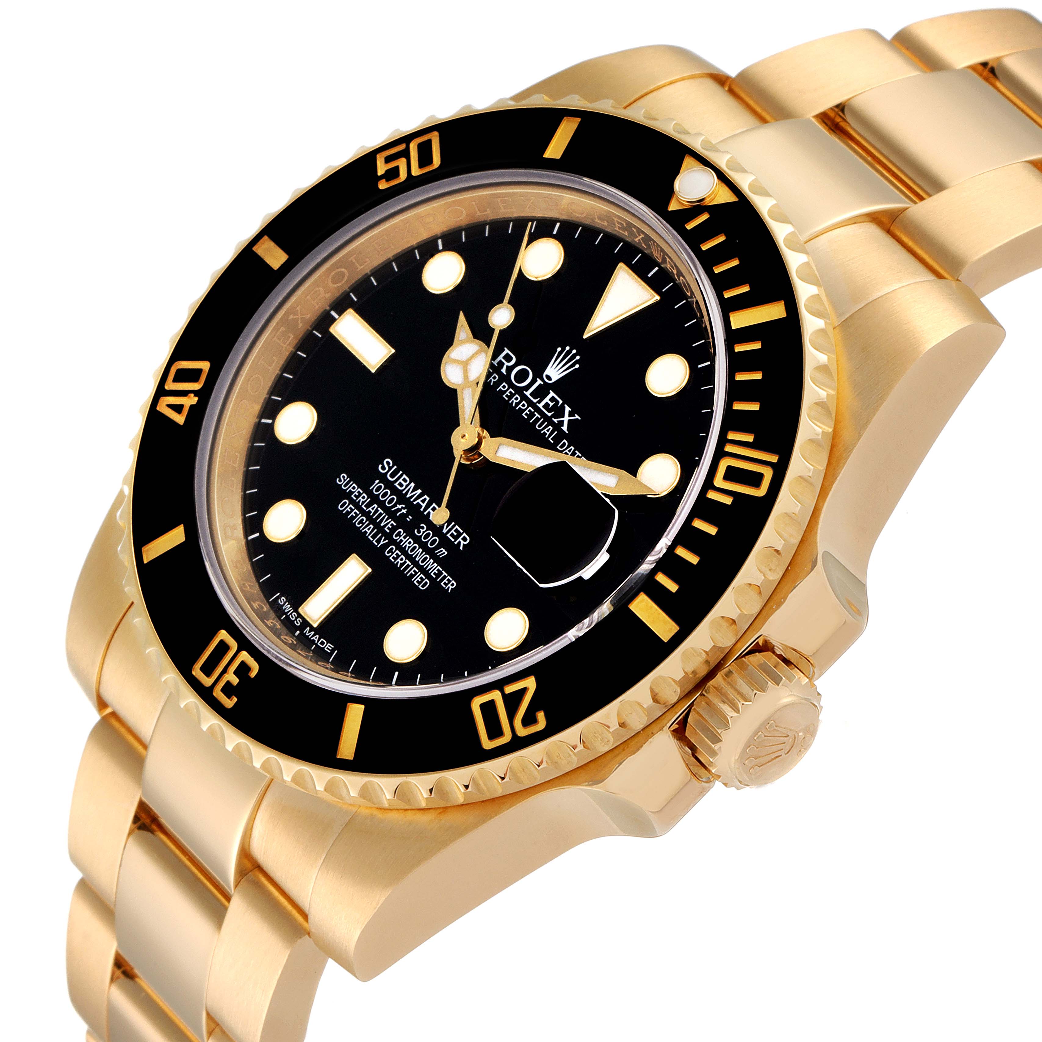 Rolex Submariner Black Dial 18k Yellow Gold Mens Watch 116618 Box Card
