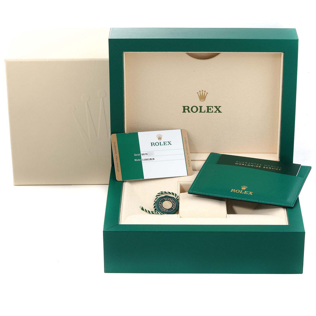 Rolex Submariner Black Dial 18k Yellow Gold Mens Watch 116618 Box Card