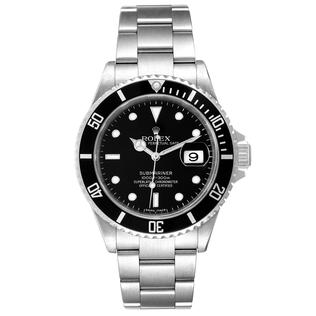 Rolex Submariner Black Dial Bezel Steel Mens Watch 16610