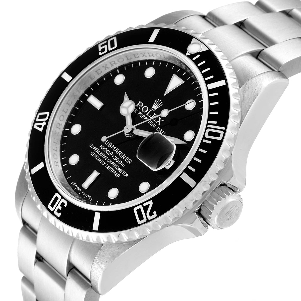 Rolex Submariner Black Dial Bezel Steel Mens Watch 16610