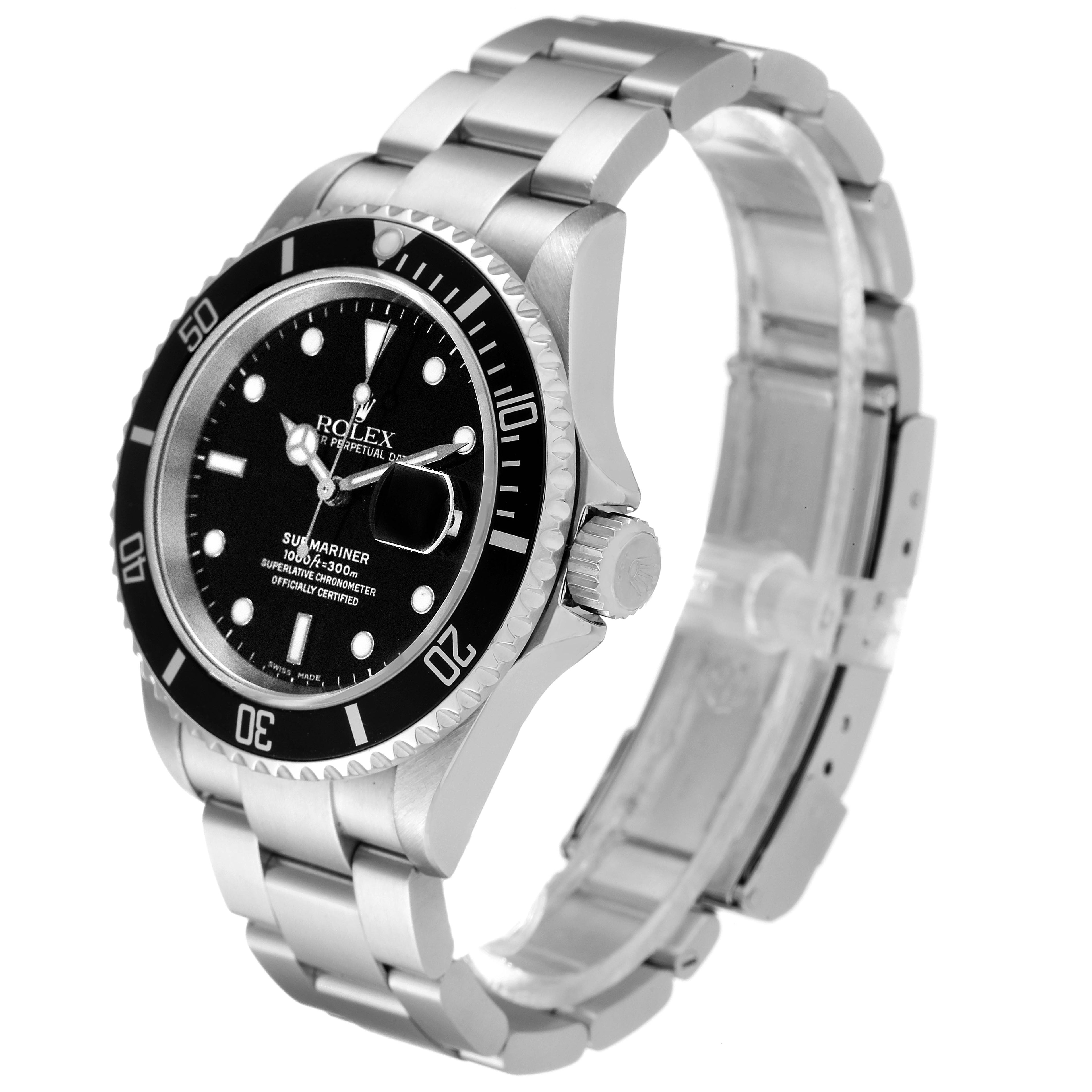Rolex Submariner Black Dial Stainless Steel Mens Watch 16610 Box Papers