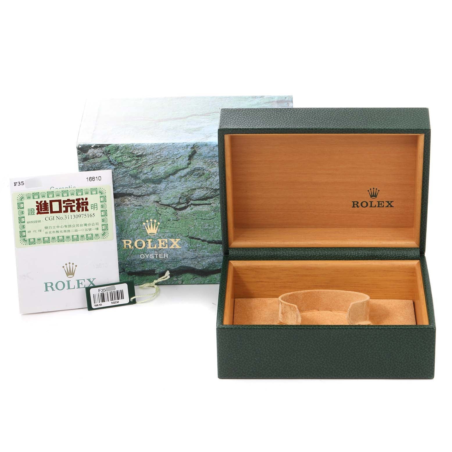 Rolex Submariner Black Dial Stainless Steel Mens Watch 16610 Box Papers