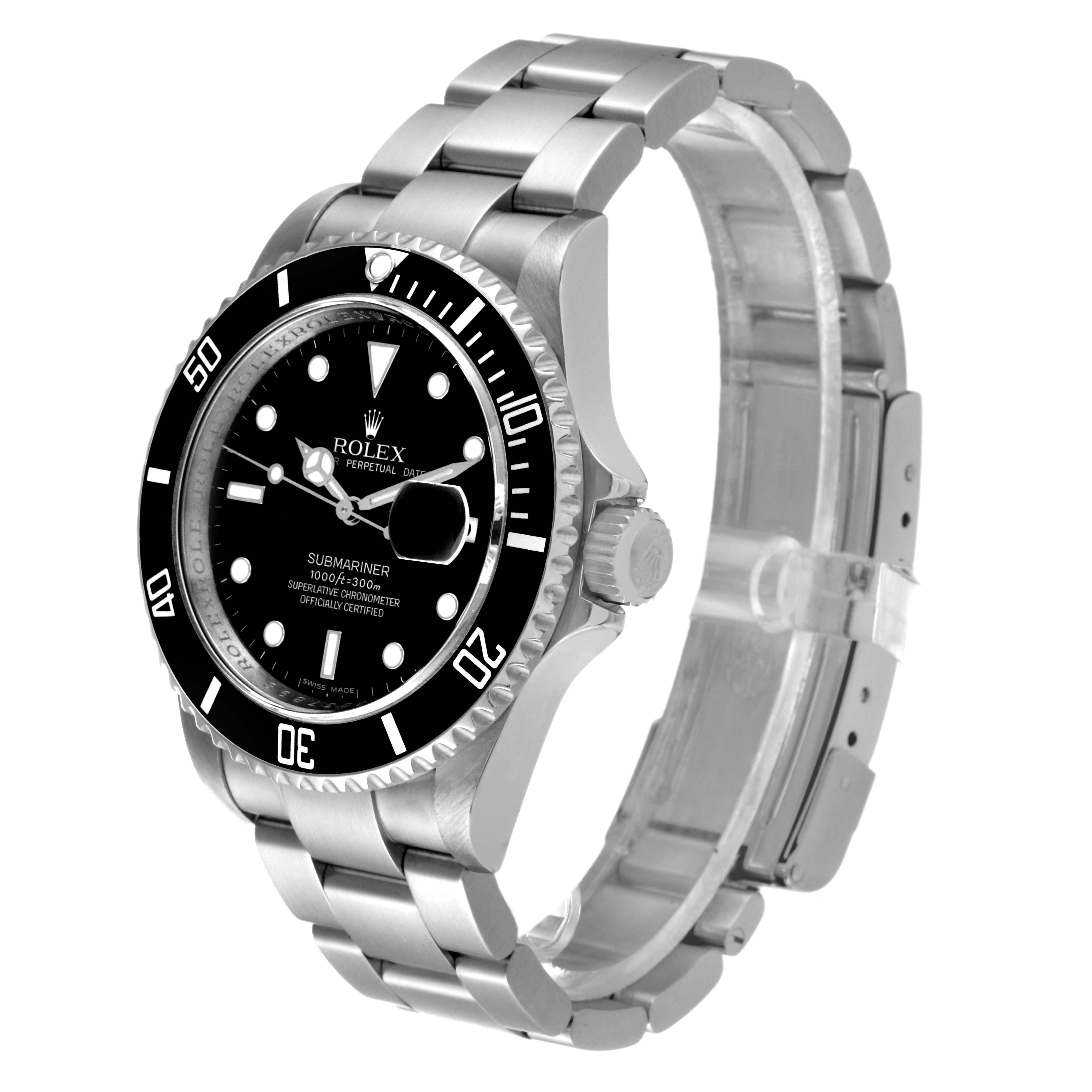 Rolex Submariner Black Dial Steel Mens Watch 16610 Box