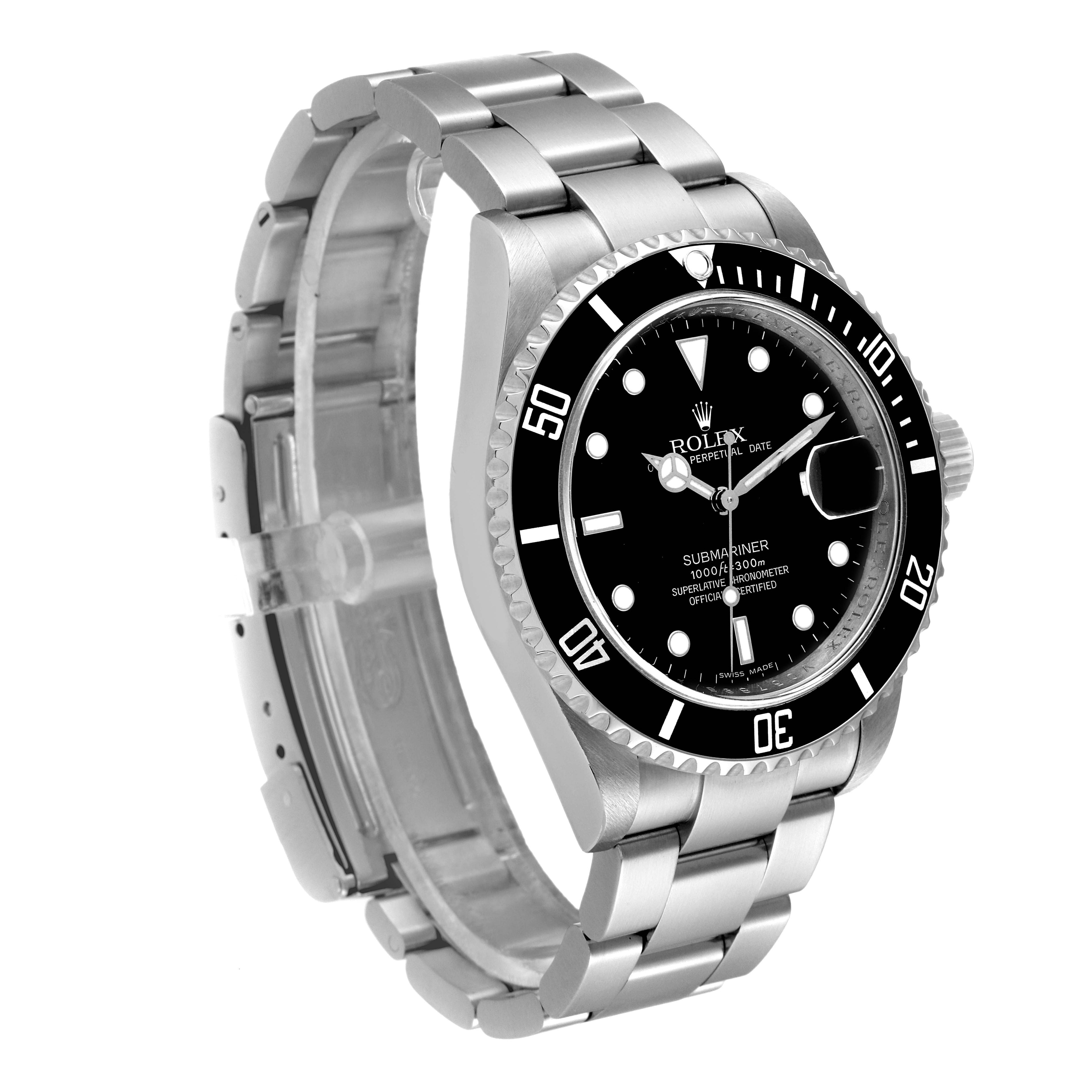 Rolex Submariner Black Dial Steel Mens Watch 16610 Box