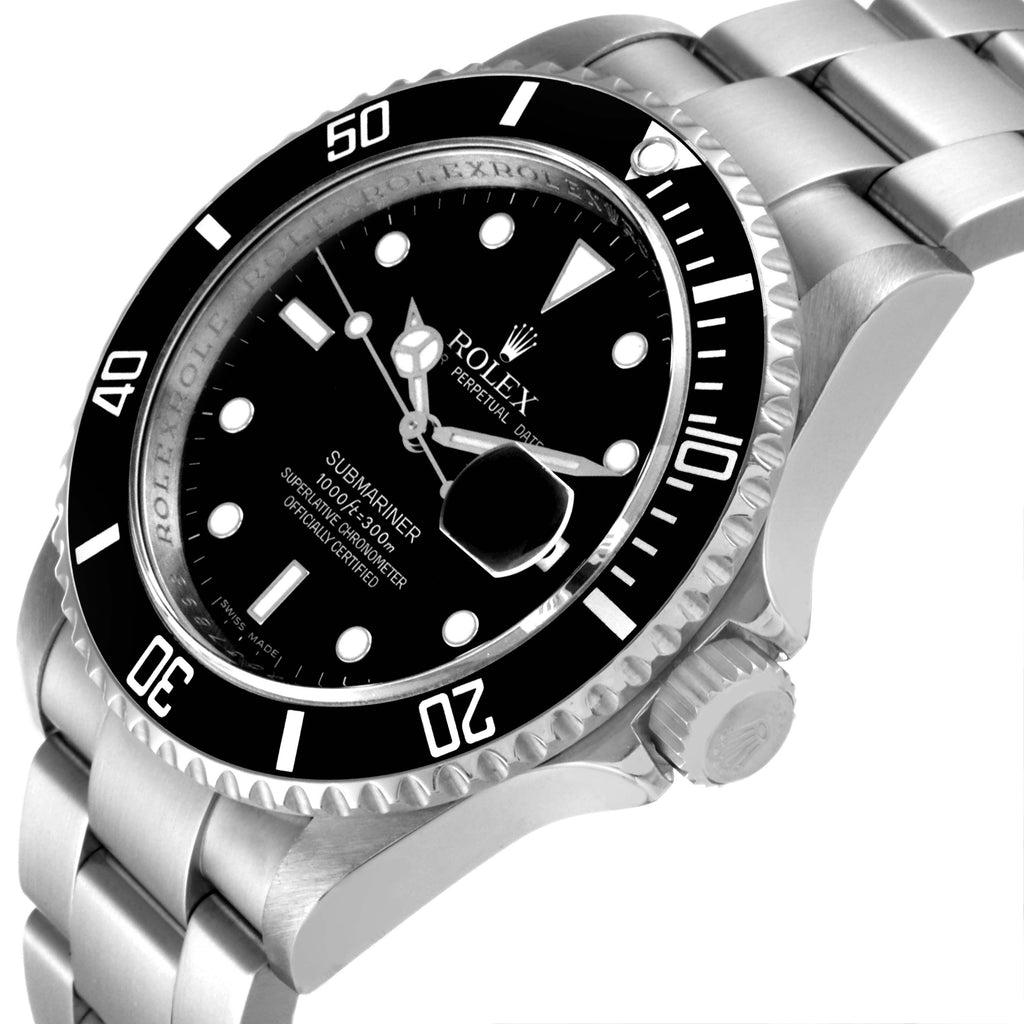 Rolex Submariner Black Dial Steel Mens Watch 16610 Box