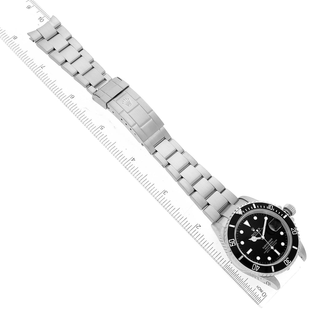 Rolex Submariner Black Dial Steel Mens Watch 16610 Box Card
