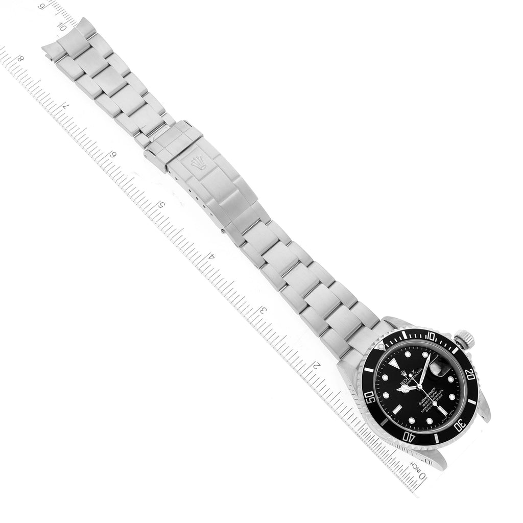Rolex Submariner Black Dial Steel Mens Watch 16610 Box Papers
