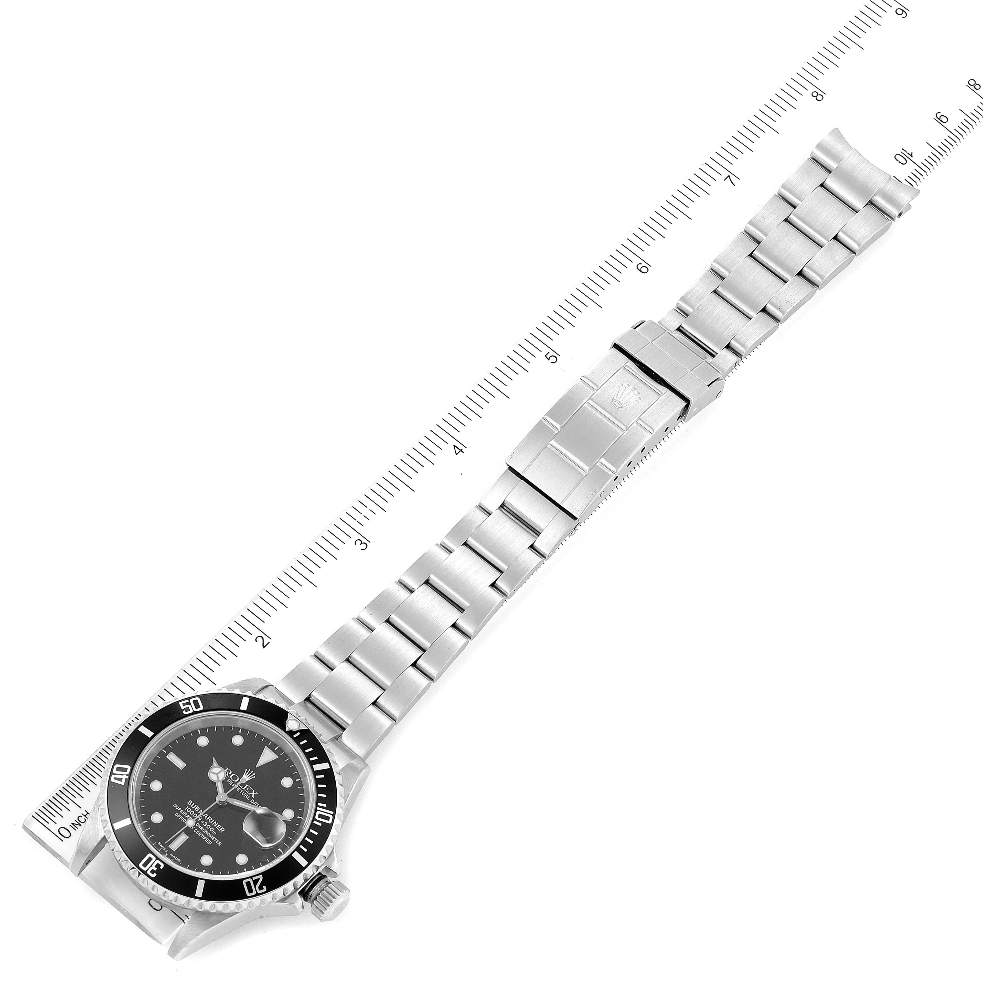 Rolex Submariner Black Dial Steel Mens Watch 16610 Box Papers Service Card