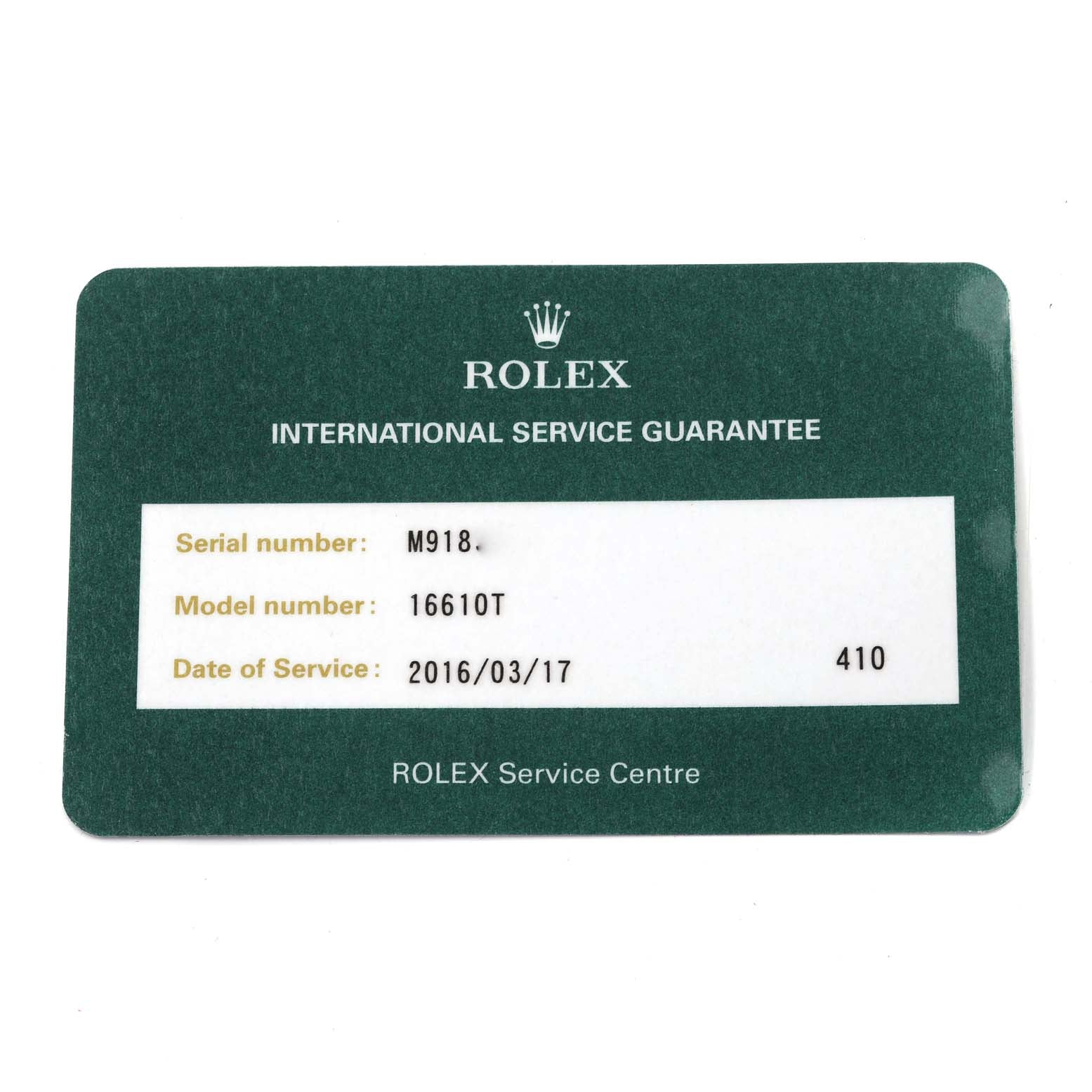Rolex Submariner Black Dial Steel Mens Watch 16610 Box Service Card