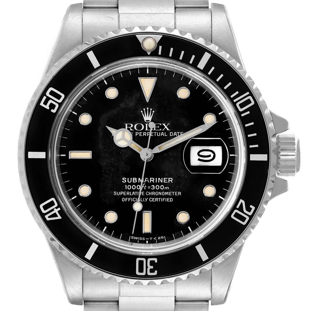 Rolex Submariner Black Dial Steel Vintage Mens Watch 168000 Box Papers
