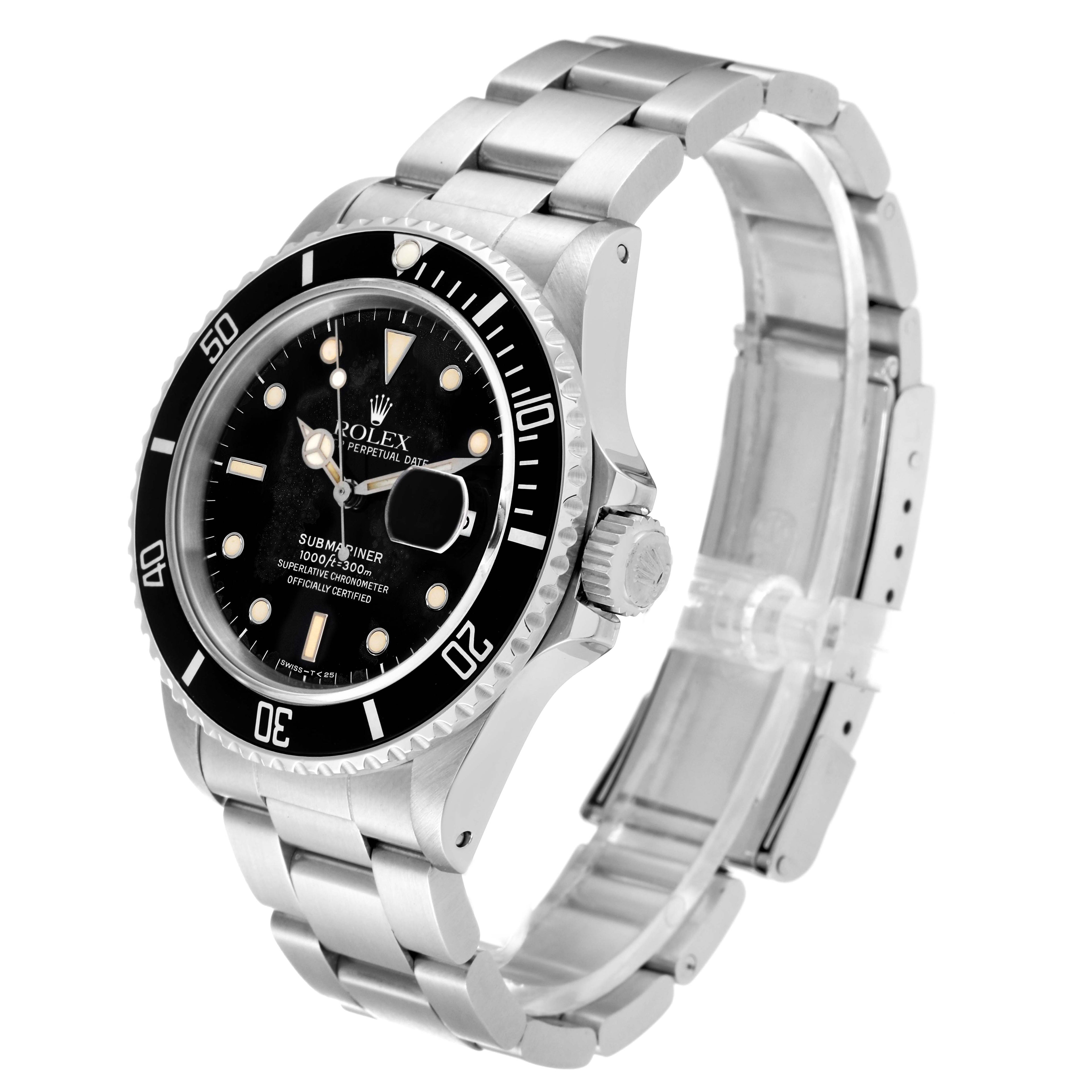 Rolex Submariner Black Dial Steel Vintage Mens Watch 168000 Box Papers