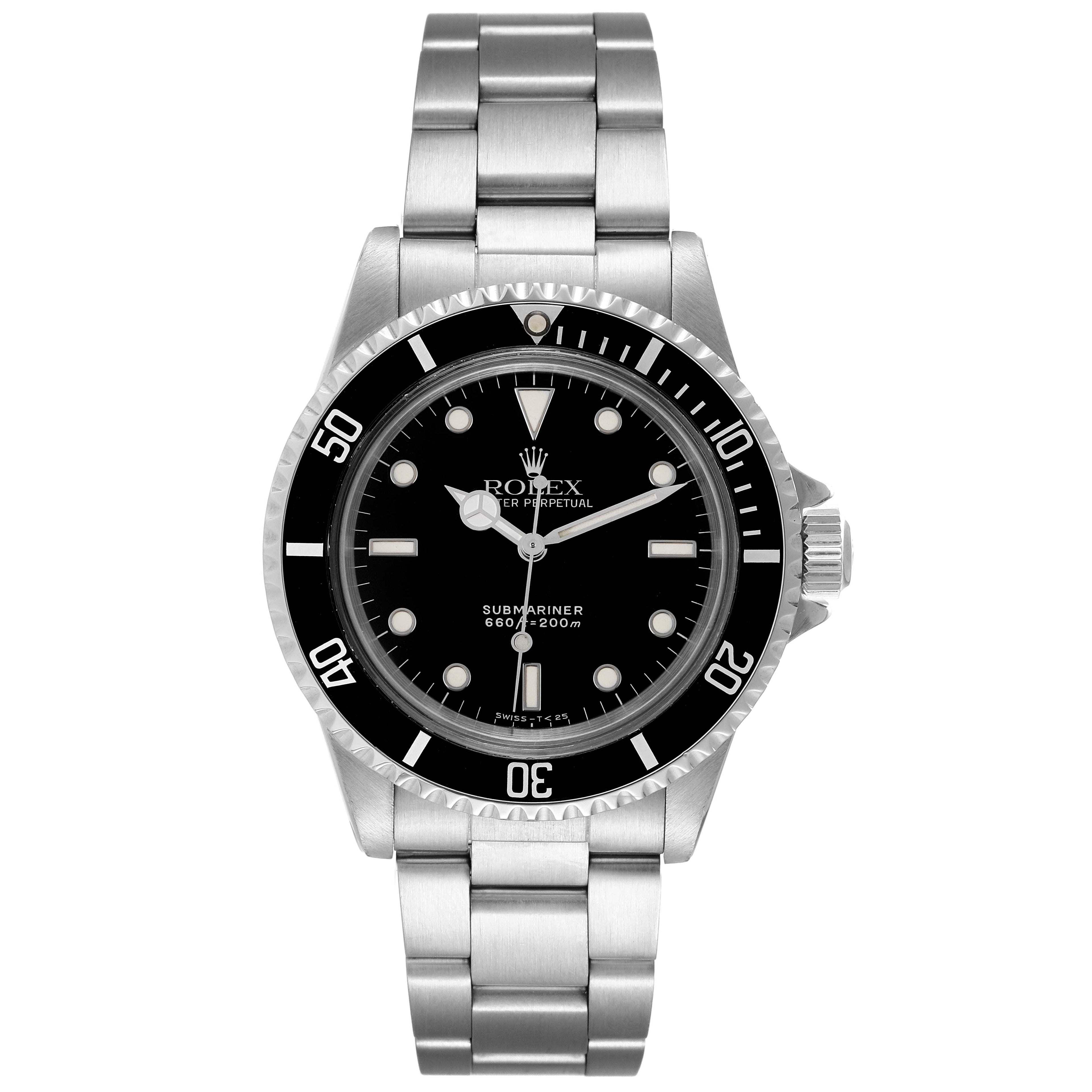 Rolex Submariner Black Dial Vintage Stainless Steel Mens Watch 5513