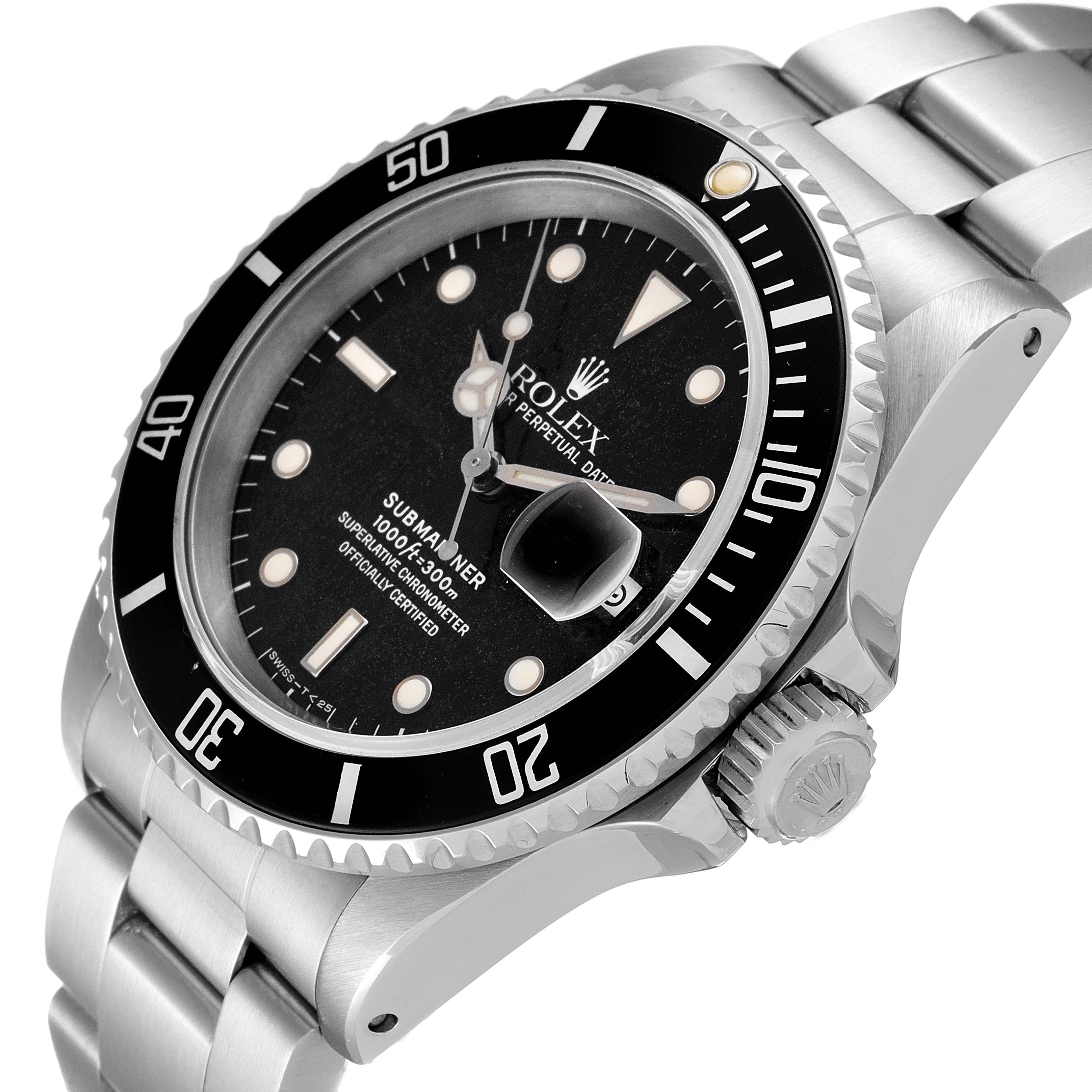 Rolex Submariner Black Frosted Dial Steel Mens Watch 16610