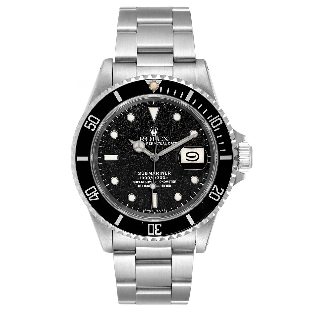 Rolex Submariner Black Frosted Dial Steel Mens Watch 16610