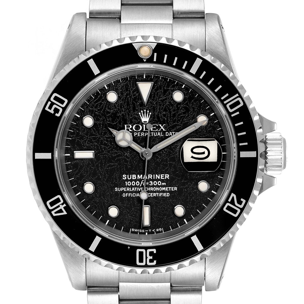 Rolex Submariner Black Frosted Dial Steel Mens Watch 16610