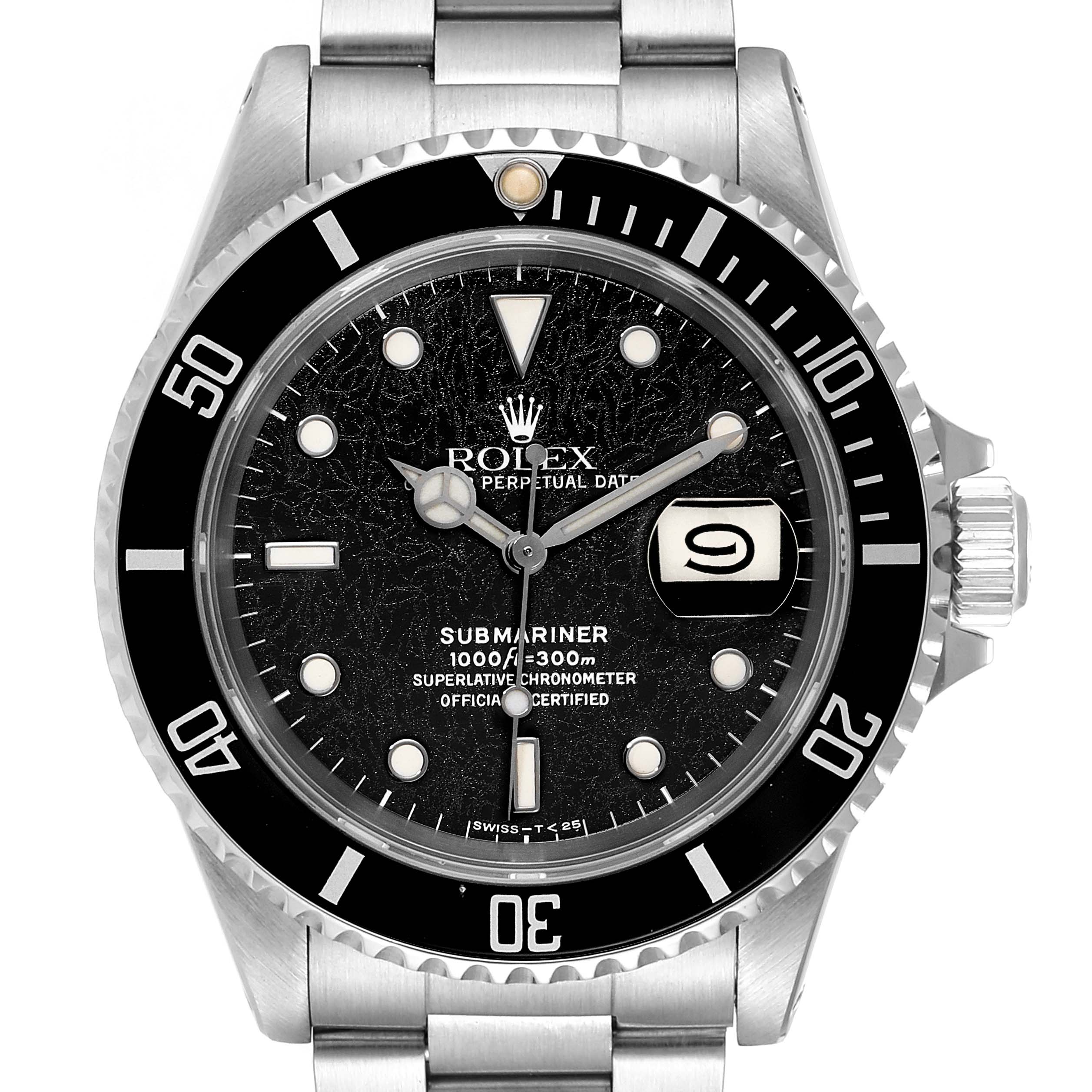 Rolex Submariner Black Frosted Dial Steel Mens Watch 16610