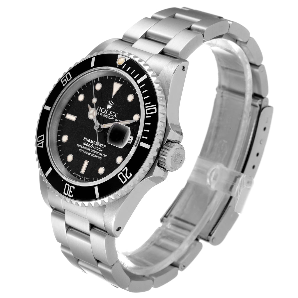 Rolex Submariner Black Frosted Dial Steel Mens Watch 16610