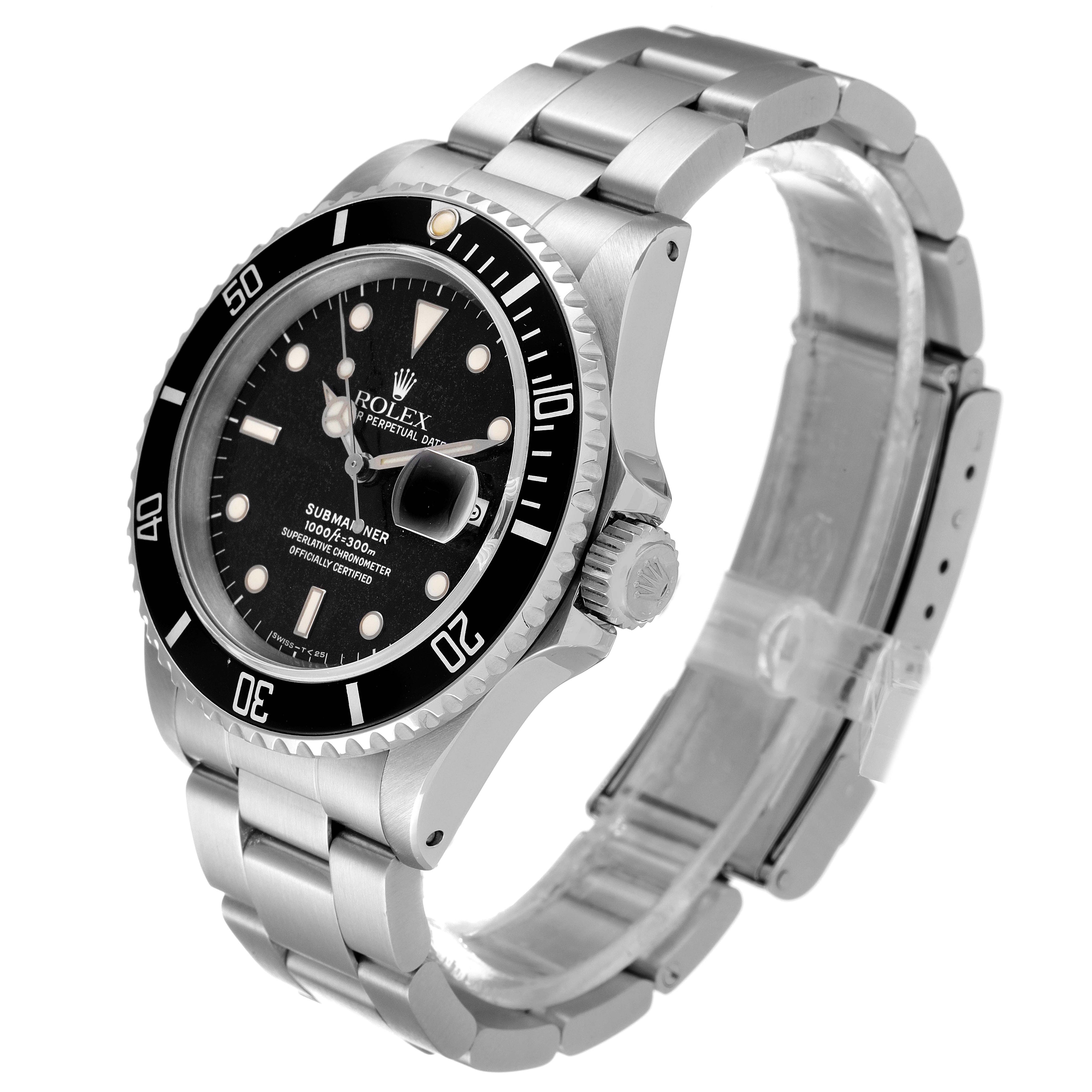 Rolex Submariner Black Frosted Dial Steel Mens Watch 16610