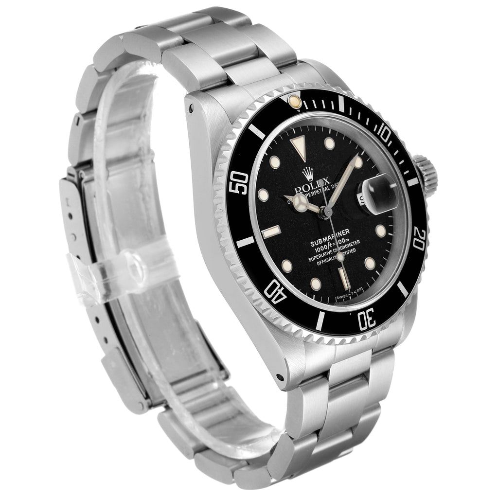 Rolex Submariner Black Frosted Dial Steel Mens Watch 16610