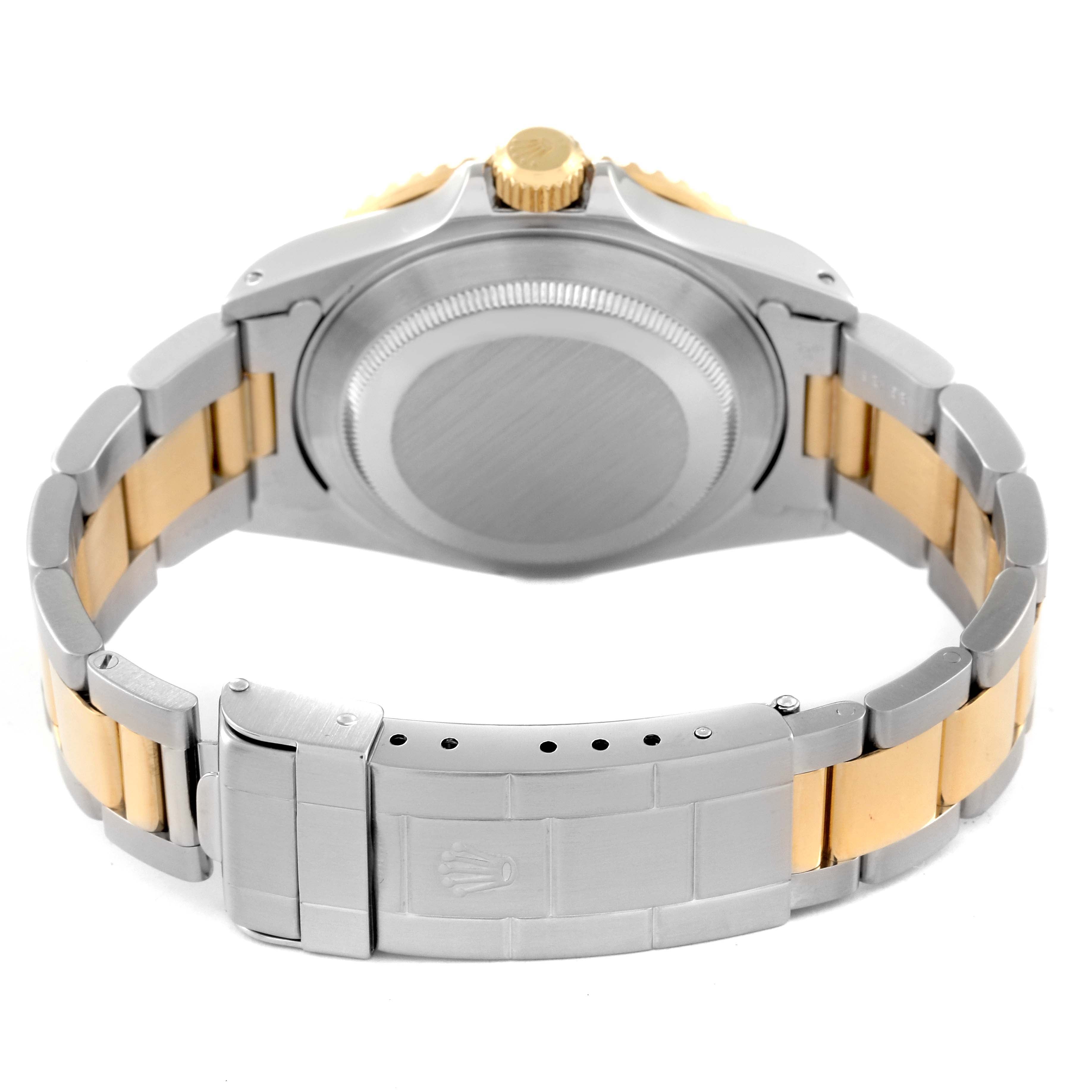 Rolex Submariner Blue Dial Purple Hue Steel Yellow Gold Mens Watch 16613