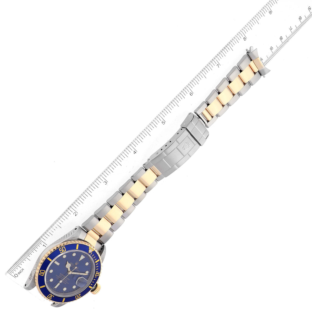 Rolex Submariner Blue Dial Steel Yellow Gold Mens Watch 16613 Box Papers + 2 extra links