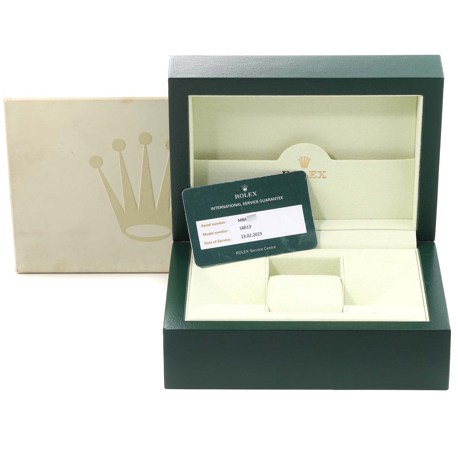 Rolex Submariner Blue Dial Steel Yellow Gold Mens Watch 16613 Box Service Card