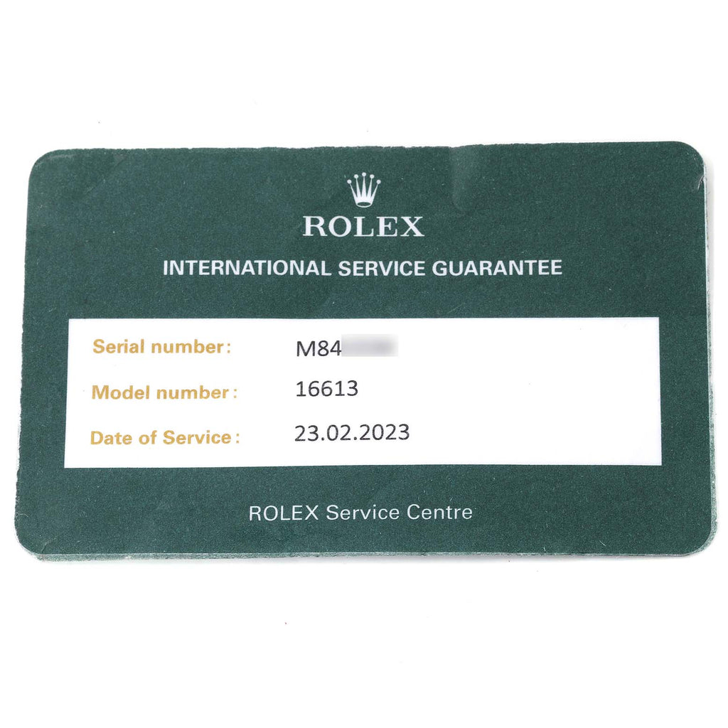 Rolex Submariner Blue Dial Steel Yellow Gold Mens Watch 16613 Box Service Card