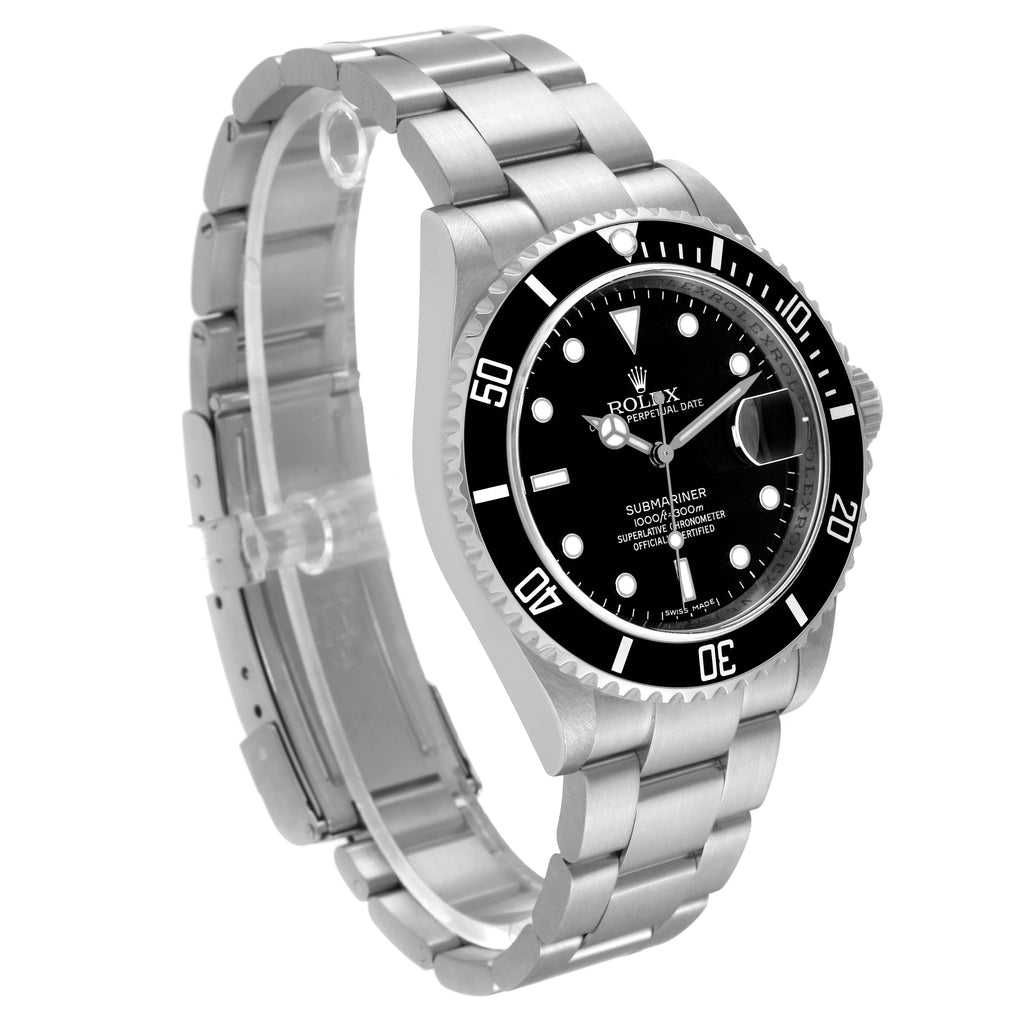 Rolex Submariner Date 40mm Black Dial Steel Mens Watch 16610 Box Card