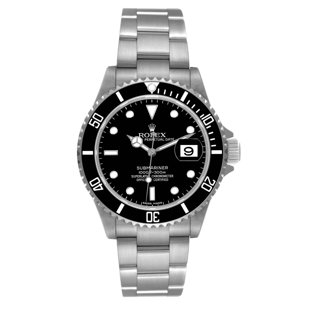 Rolex Submariner Date 40mm Black Dial Steel Mens Watch 16610 Box Card