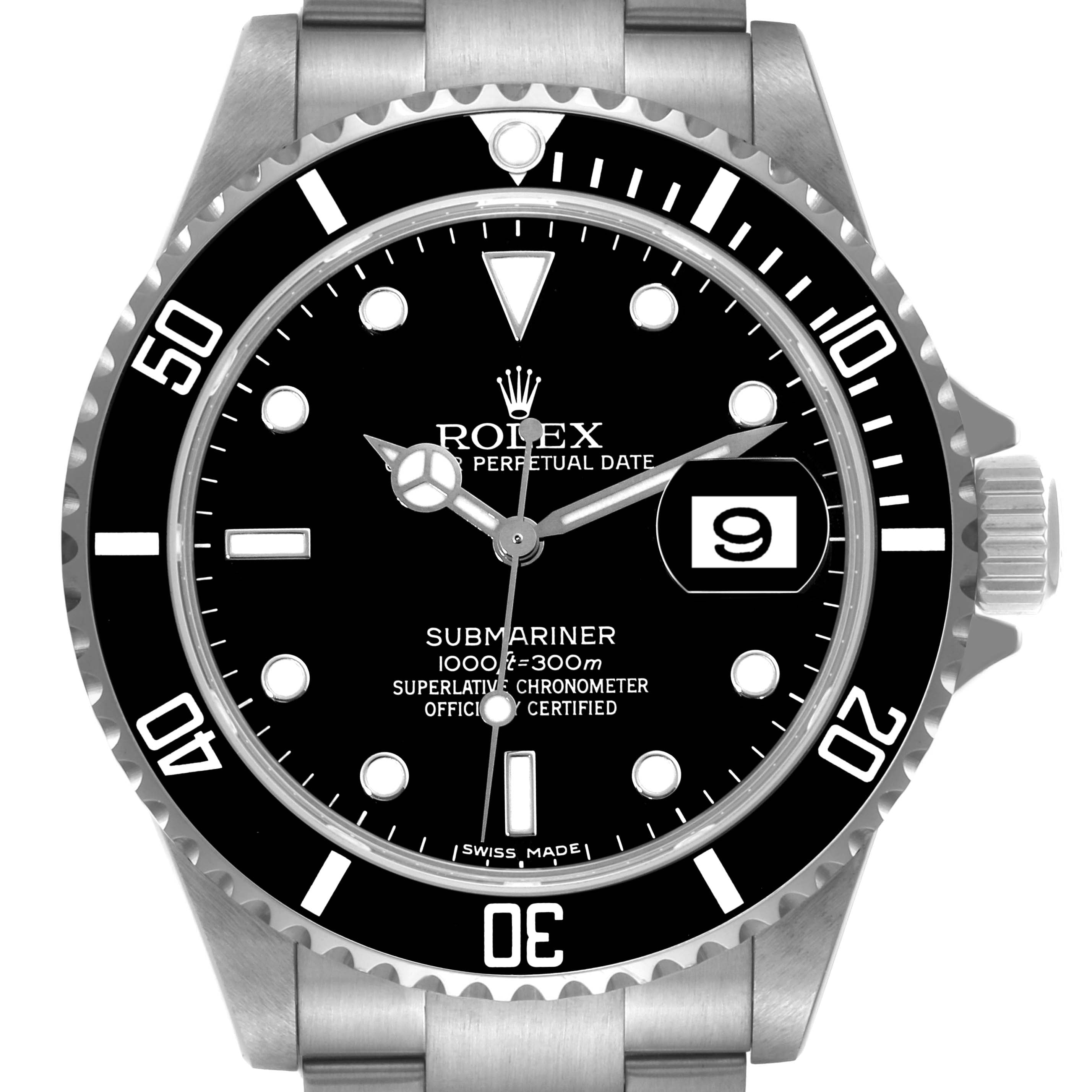 Rolex Submariner Date 40mm Black Dial Steel Mens Watch 16610 Box Card