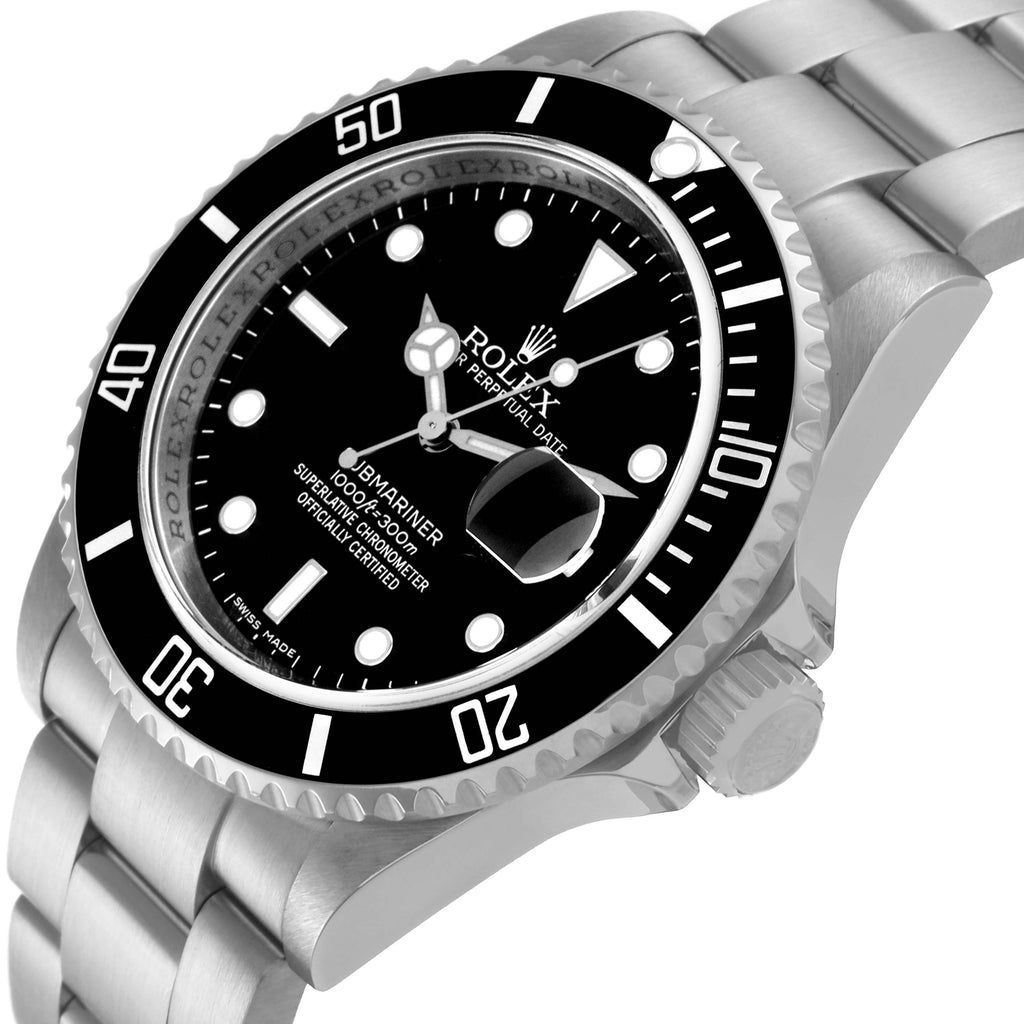 Rolex Submariner Date 40mm Black Dial Steel Mens Watch 16610 Box Card